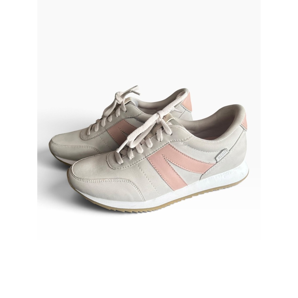 Kizik Milan Hands-Free Sneakers Sand Rose Suede Leather Low Top Womens Size 7